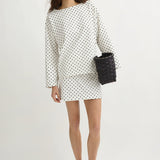 Posse - BEA LONG SLEEVE TOP - CREAM BLACK POLKA DOT