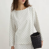 Posse - BEA LONG SLEEVE TOP - CREAM BLACK POLKA DOT