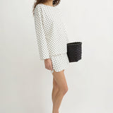 Posse - BEA LONG SLEEVE TOP - CREAM BLACK POLKA DOT