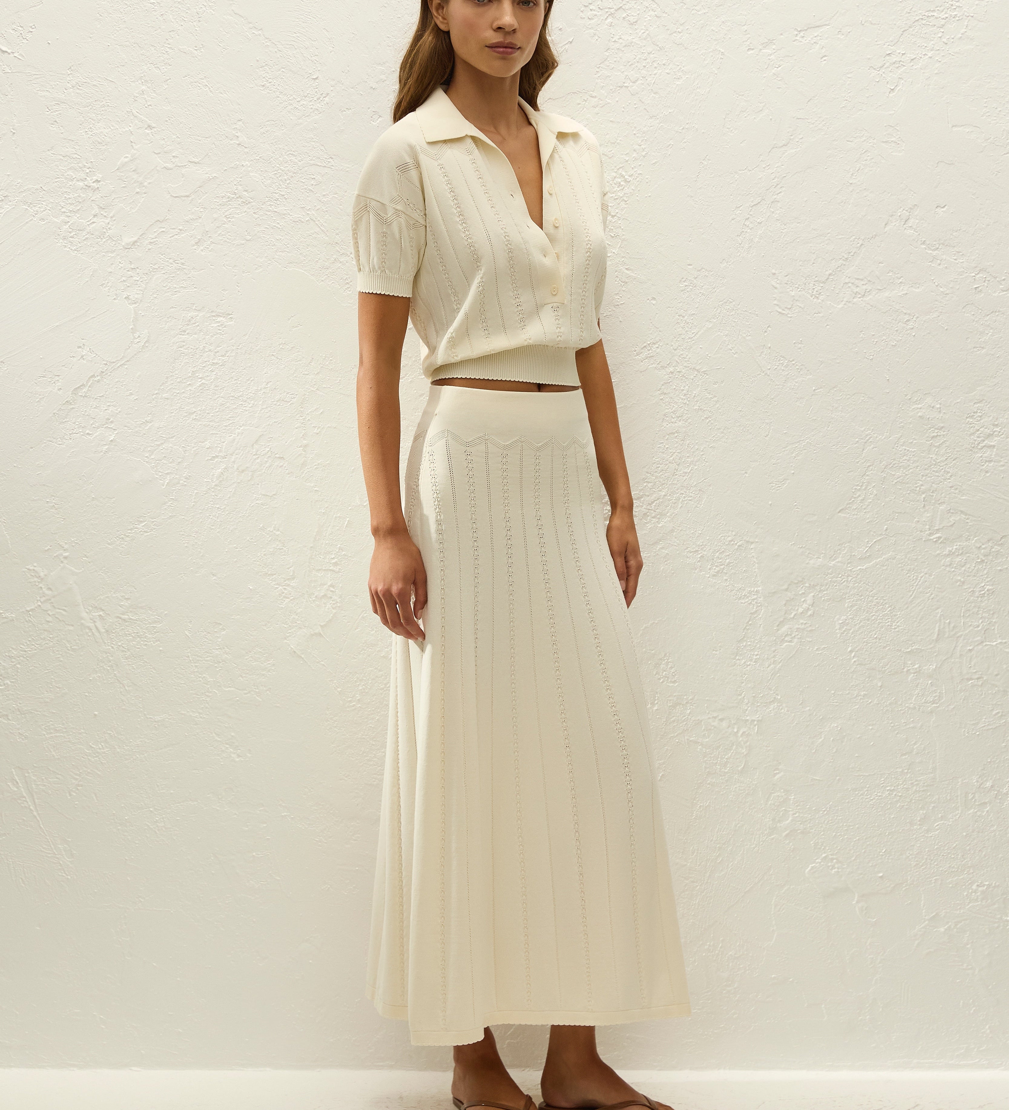 Faithfull - Mieralla Maxi Skirt Maja Pointelle Vintage White