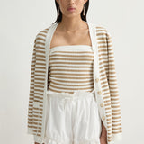 Posse - ARI STRAPLESS TOP - TAN STRIPE