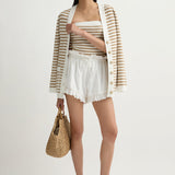 Posse - ARI STRAPLESS TOP - TAN STRIPE
