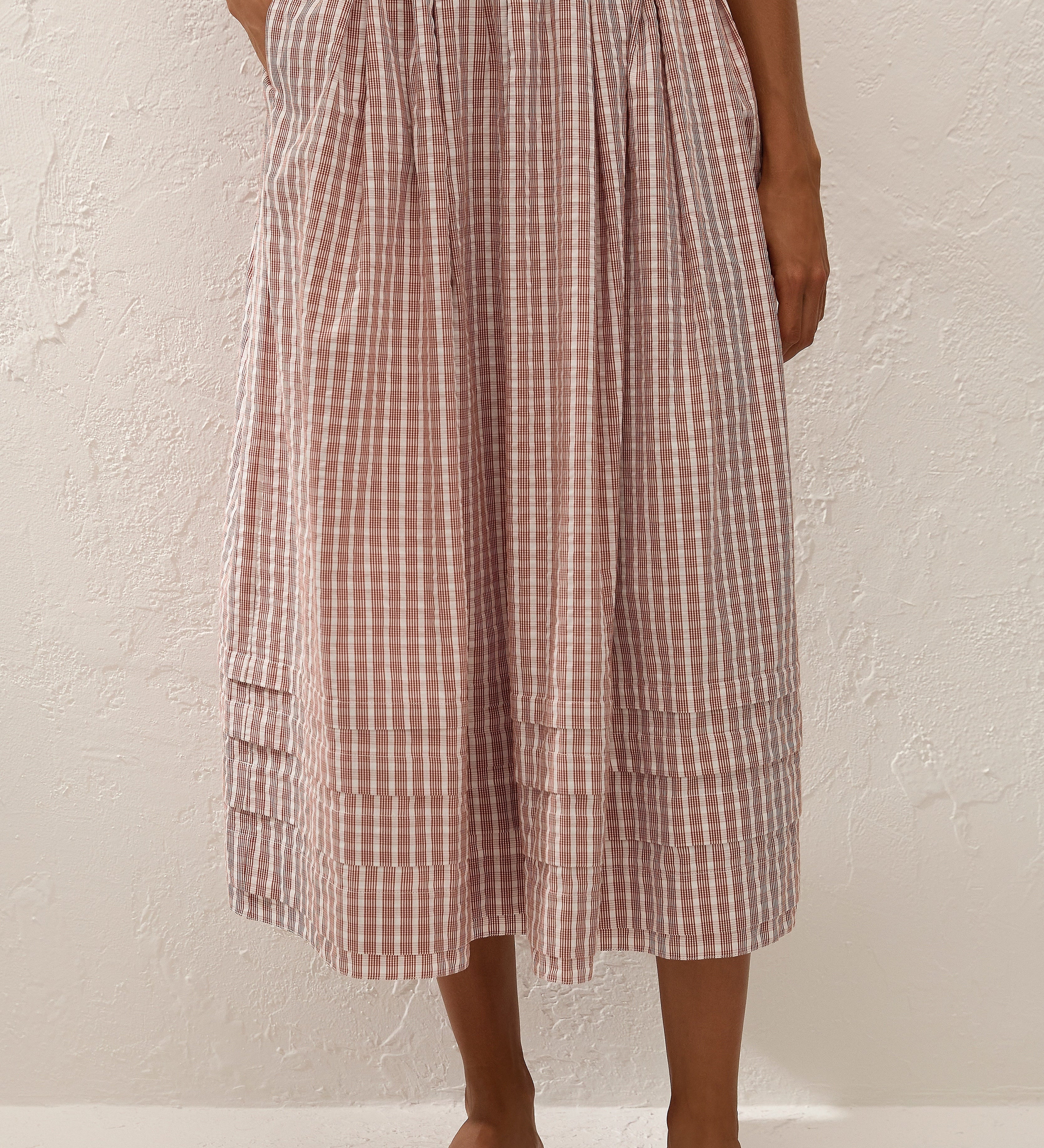 Faithfull - Cales Skirt Paloma Check Cinnamon White