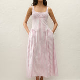 Faithfull - Marcella Midi Dress Fiori Stripe Palazzo