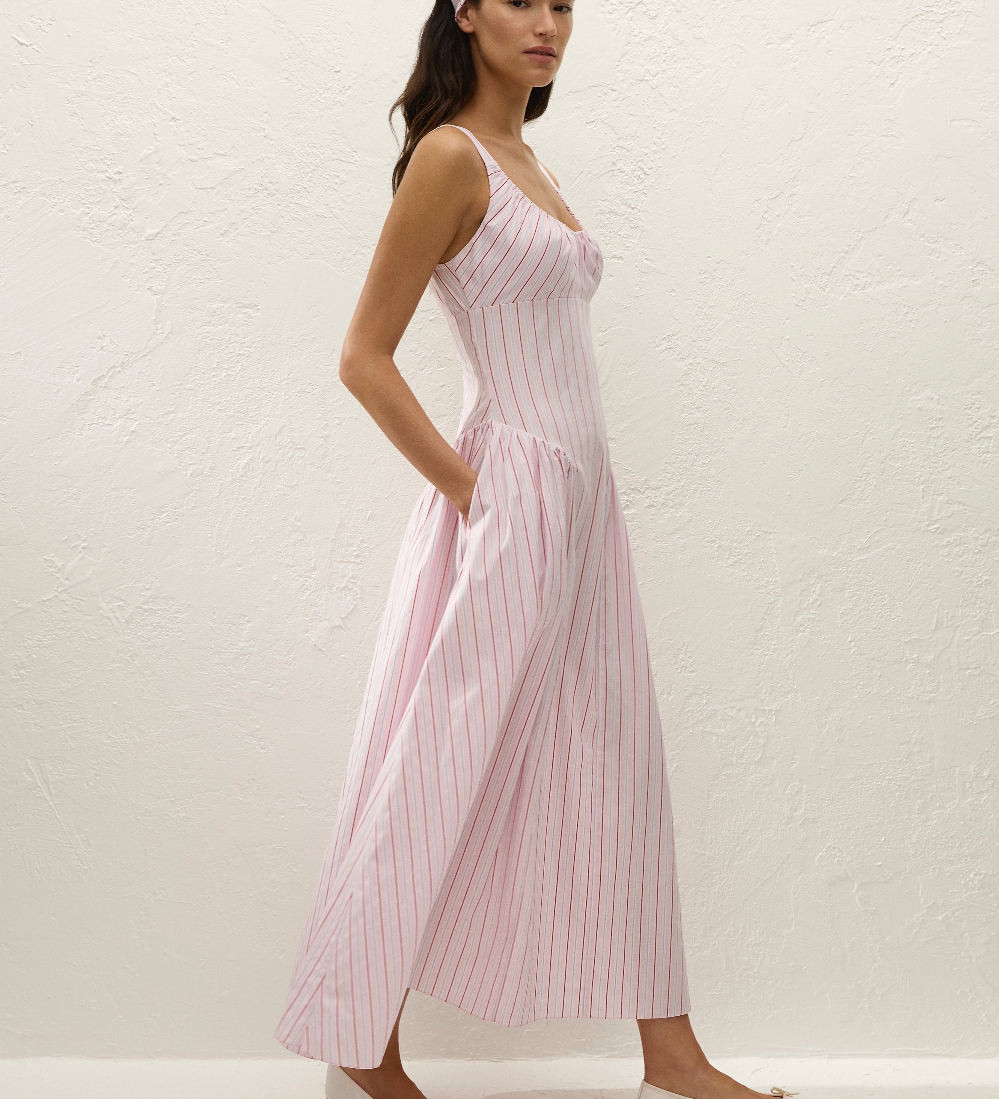 Faithfull - Marcella Midi Dress Fiori Stripe Palazzo