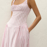 Faithfull - Marcella Midi Dress Fiori Stripe Palazzo