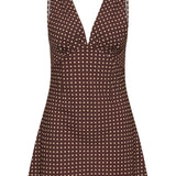 Faithfull - Graciela Mini Dress Polkadot Chocolate Plum