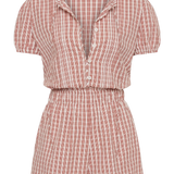 Faithfull - Emilie Playsuit Paloma Check Cinnamon White
