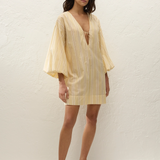 Faithfull - Pia Mini Dress Ombre Stripe Faded Mustard