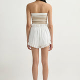Posse - ARI STRAPLESS TOP - TAN STRIPE