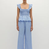 Faithfull - Martine Pant Micro Gingham Soft Blue