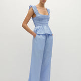 Faithfull - Martine Pant Micro Gingham Soft Blue