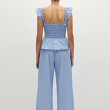 Faithfull - Martine Pant Micro Gingham Soft Blue