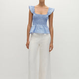 Faithfull - Eudora Top Micro Gingham Soft Blue