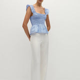Faithfull - Eudora Top Micro Gingham Soft Blue