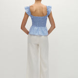 Faithfull - Eudora Top Micro Gingham Soft Blue