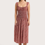 Faithfull - Yerres Midi Dress Peony Stamp Garnet