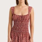Faithfull - Yerres Midi Dress Peony Stamp Garnet