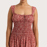 Faithfull - Yerres Midi Dress Peony Stamp Garnet