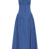 Faithfull - Del Ros Midi Dress Flor Check Cobalt
