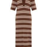 Faithfull - Santiago Polo Dress Ombre Stripe Macro Carob