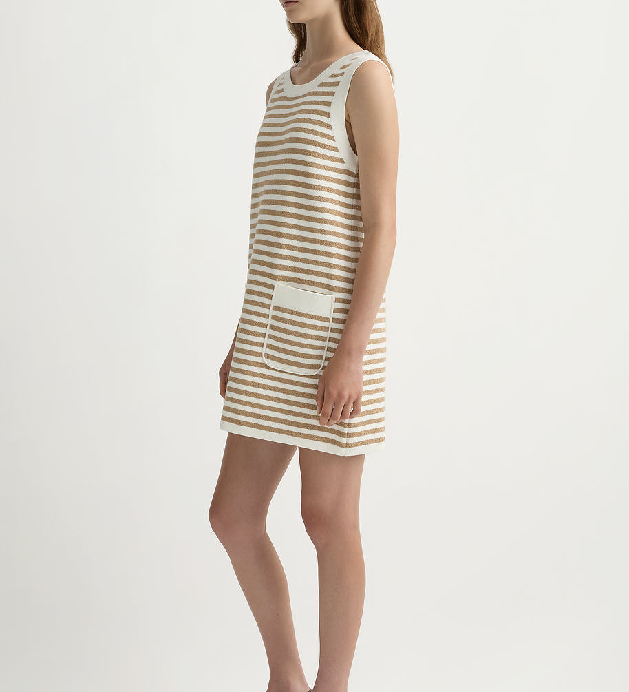 Posse - ARI MINI DRESS - TAN STRIPE