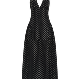 Faithfull - La Cala Midi Dress Lola Polka Dot Black Cream