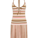 Faithfull - Elea Mini Dress Puce Sepia Stripe