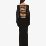 Christopher Esber - Lattice Lace Silk Blouson Long Dress