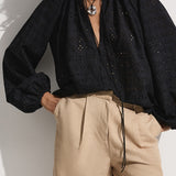 Faithfull - Thora Blouse Agnes Broderie Anglaise Black