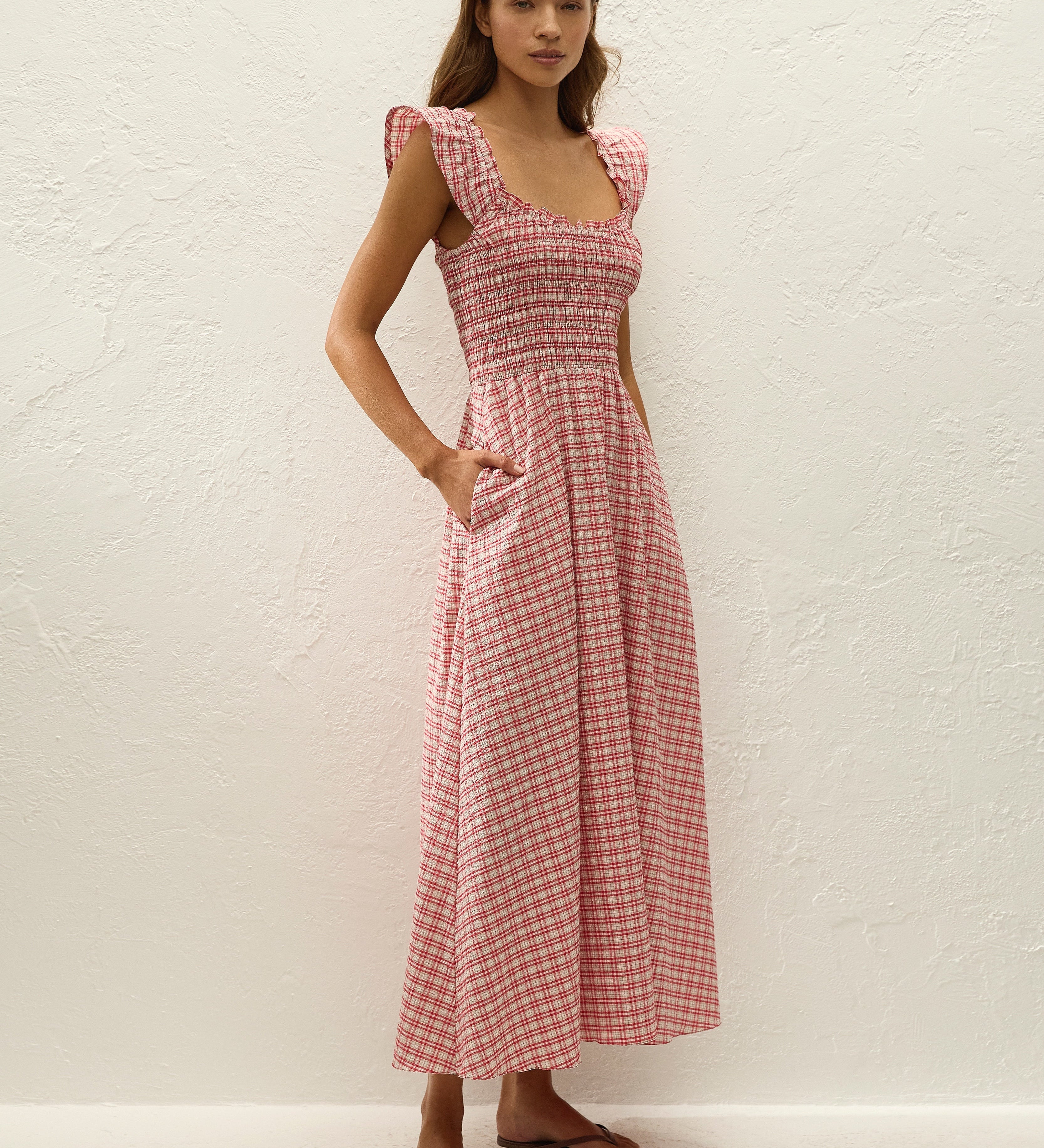 Faithfull - Eudora Midi Dress Vintage Red Check