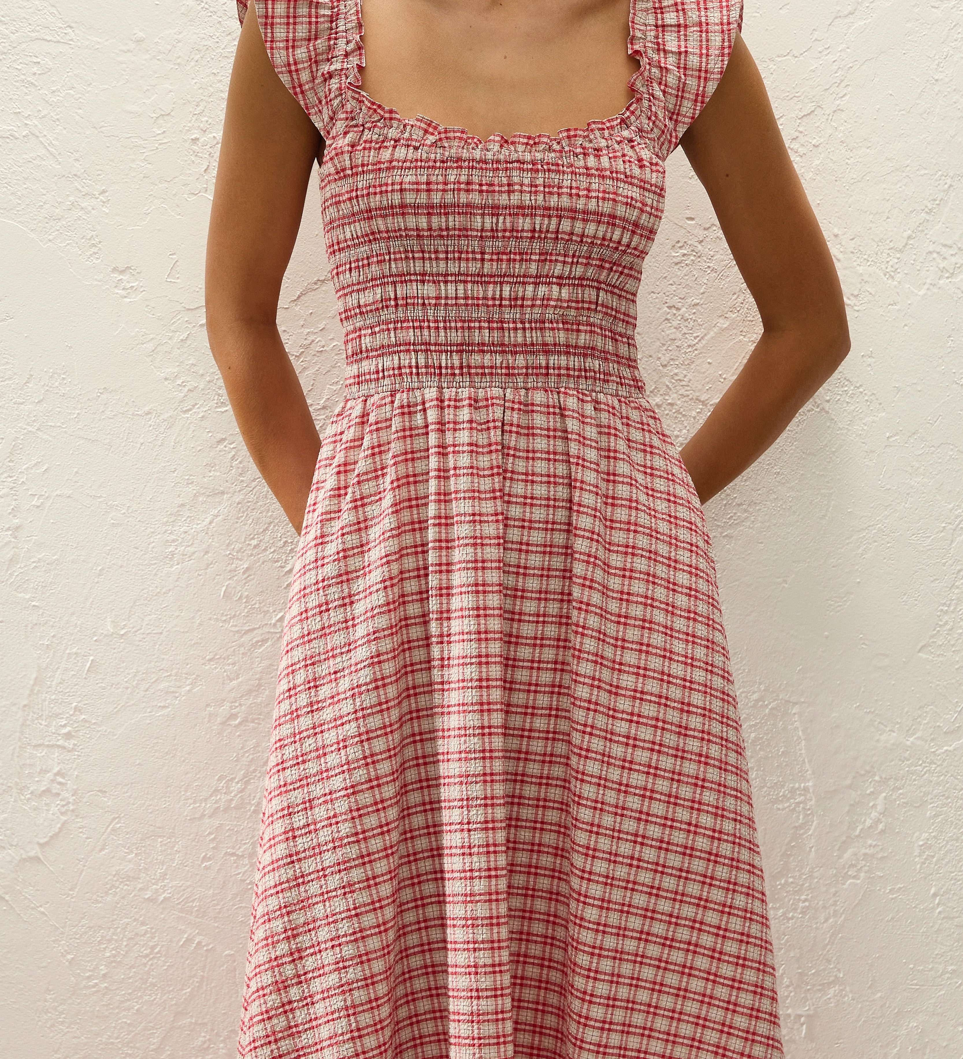 Faithfull - Eudora Midi Dress Vintage Red Check