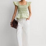 Faithfull - Dama Top Micro Check Pistachio