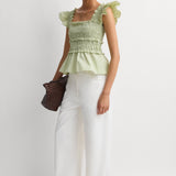 Faithfull - Dama Top Micro Check Pistachio