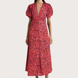 Faithfull - Bellavista Midi Dress Meander Micro Red
