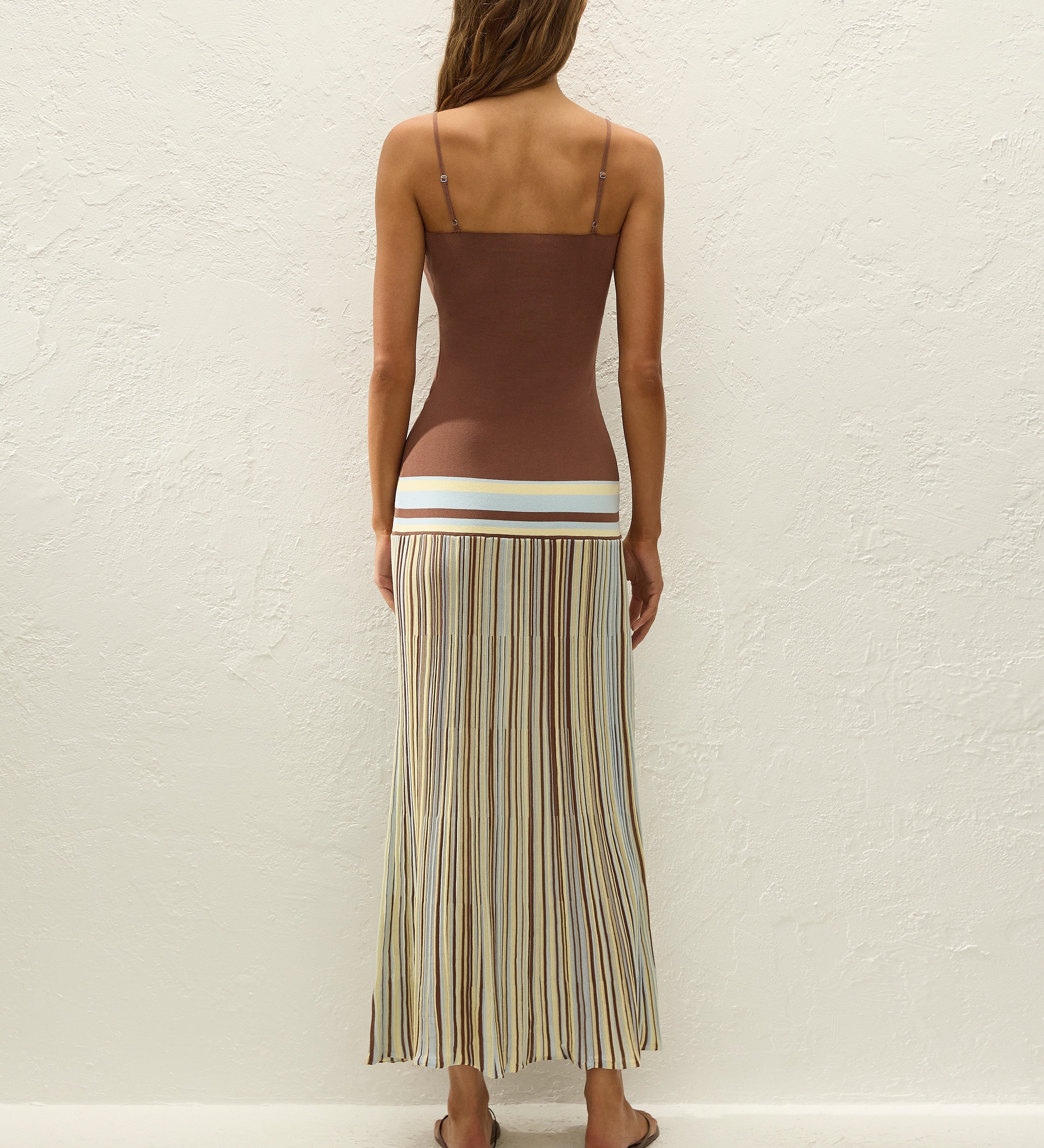 Faithfull - Esenia Knit Dress Sky Blue Pale Yellow Stripe