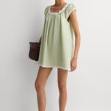 Faithfull - Arcadia Mini Dress Micro Check Pistachio