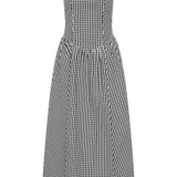 Faithfull - Chiara Midi Dress Black Textured Gingham