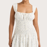 Faithfull - Yerres Mini Dress Blossom Egg Shell Powder Blue - Final Sale
