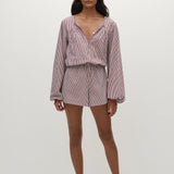Faithfull - Frida Playsuit Maia Stripe Burgundy