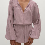 Faithfull - Frida Playsuit Maia Stripe Burgundy