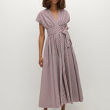 Faithfull - Lova Midi Dress Maia Stripe Burgundy