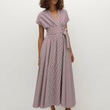 Faithfull - Lova Midi Dress Maia Stripe Burgundy