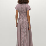 Faithfull - Lova Midi Dress Maia Stripe Burgundy