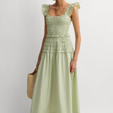 Faithfull - Catalina Midi Dress Micro Check Pistachio