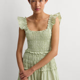 Faithfull - Catalina Midi Dress Micro Check Pistachio