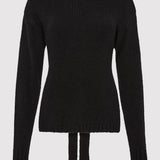 St. Agni - Wool Cashmere Blend Tie Back Jumper - Black