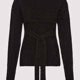 St. Agni - Wool Cashmere Blend Tie Back Jumper - Black
