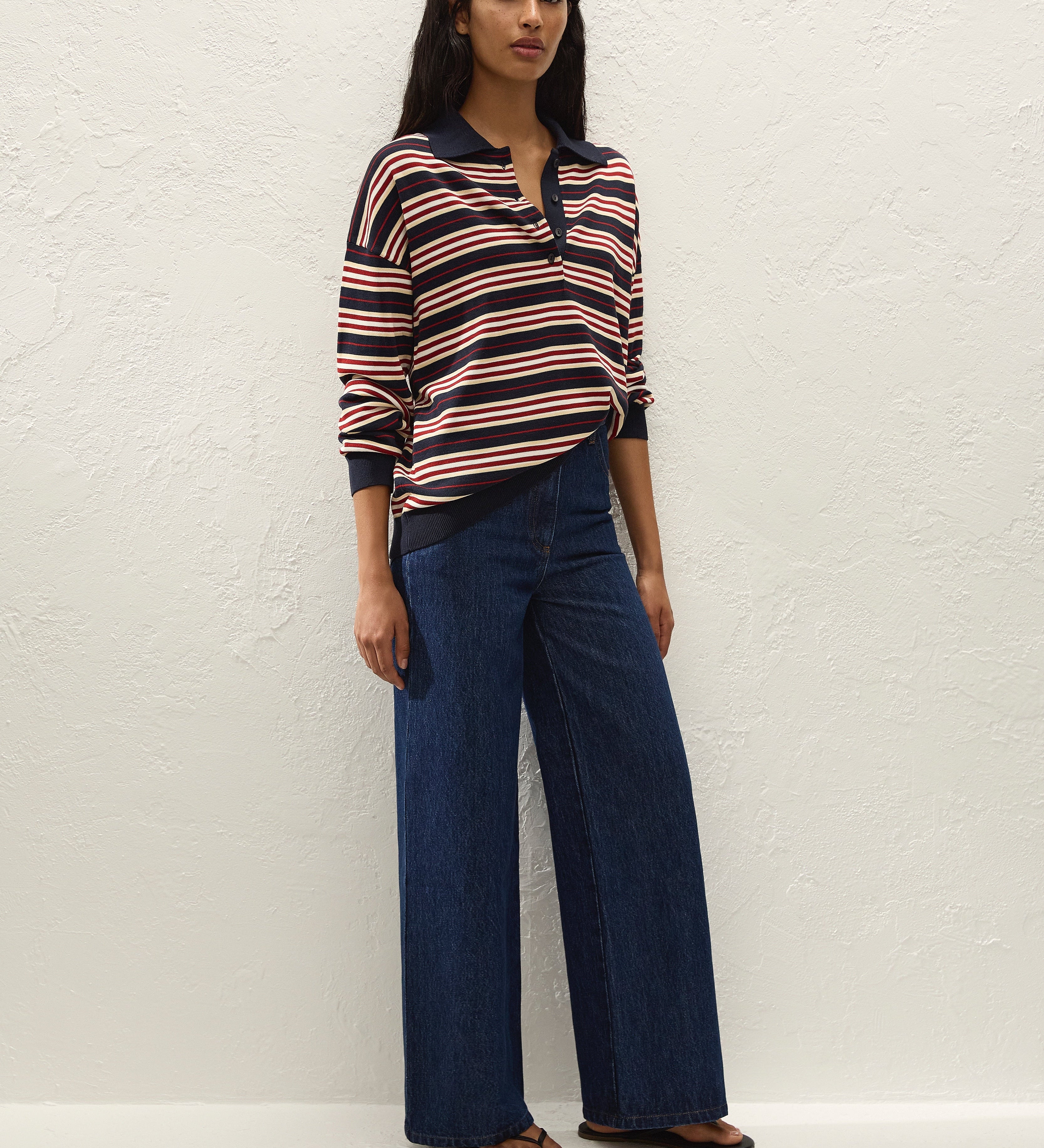 Faithfull - Harlow Oversized Polo Cila Stripe Navy
