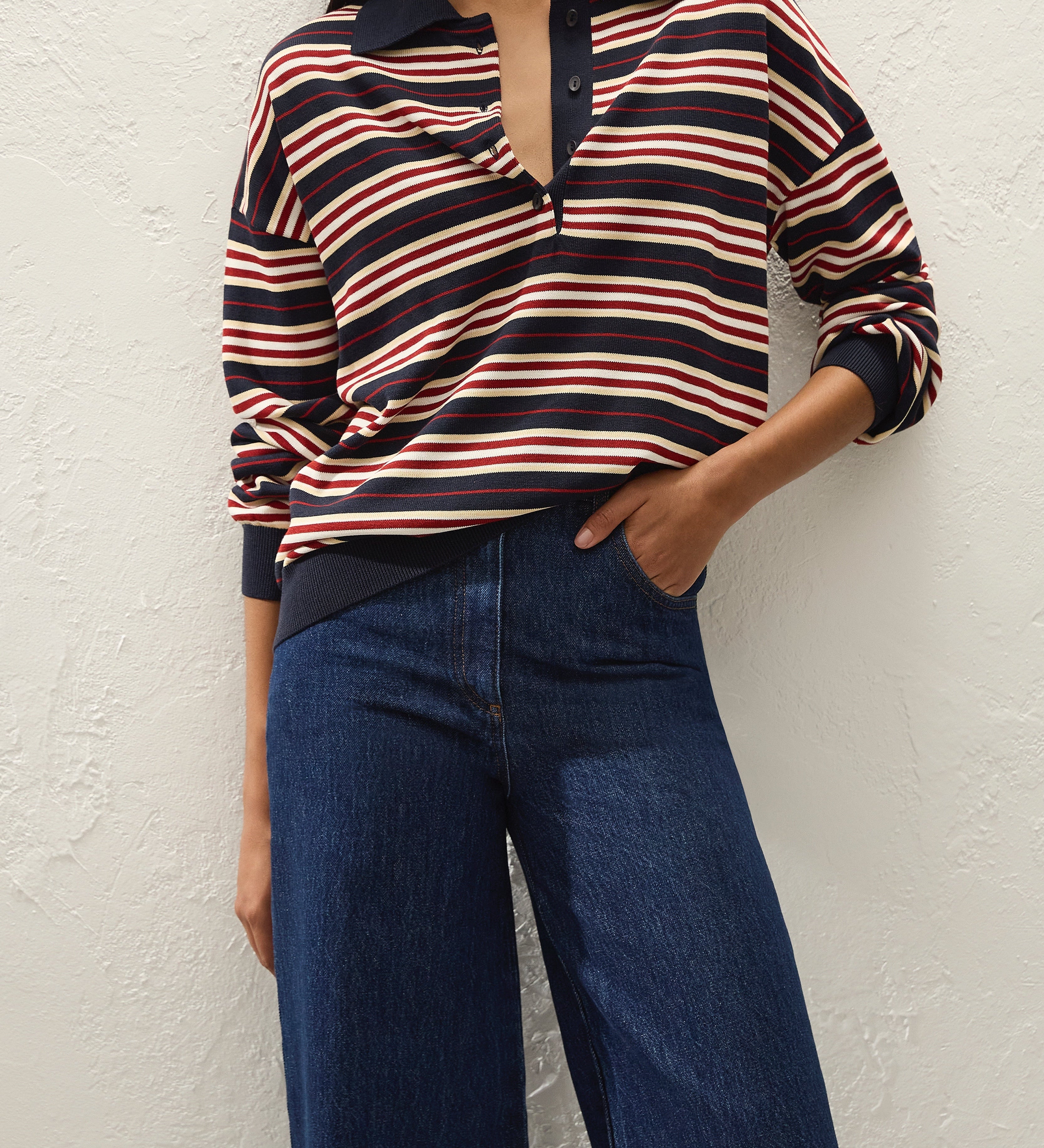 Faithfull - Harlow Oversized Polo Cila Stripe Navy